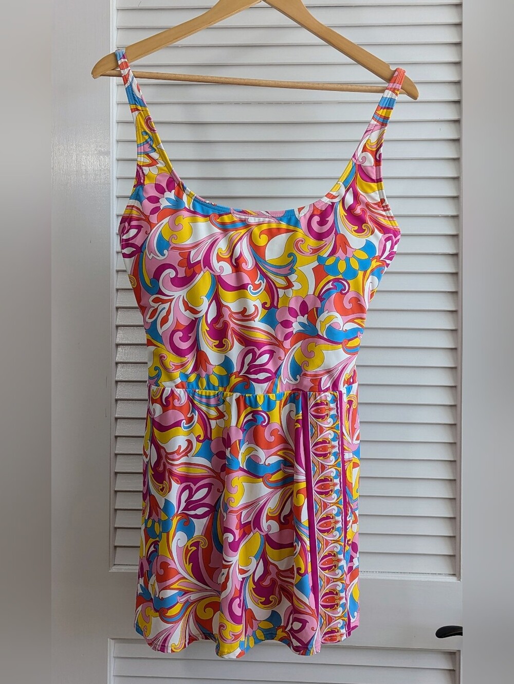 Carmen Marc Valvo Swim Dress Cover Up Size 16 Pink Tropical Print